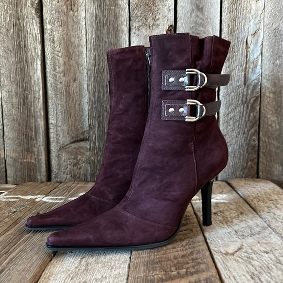 Diba Gillian Vintage Burgundy Suede Leather Boot Size 39 - Picture 1 of 7